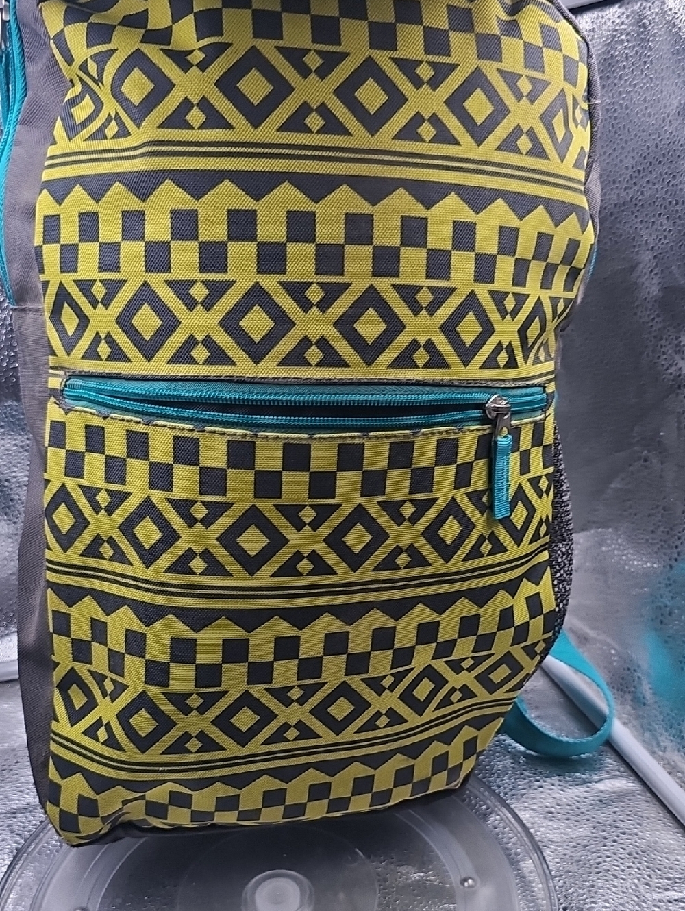 C1 Kids Aztec Geometric Green Yellow And Grey Backpack